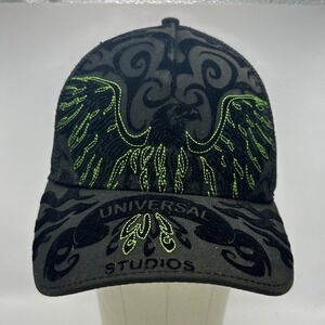 Universal Studios Trucker Hat Black Green Mesh Snapback Cap Embroidered‎ Wings